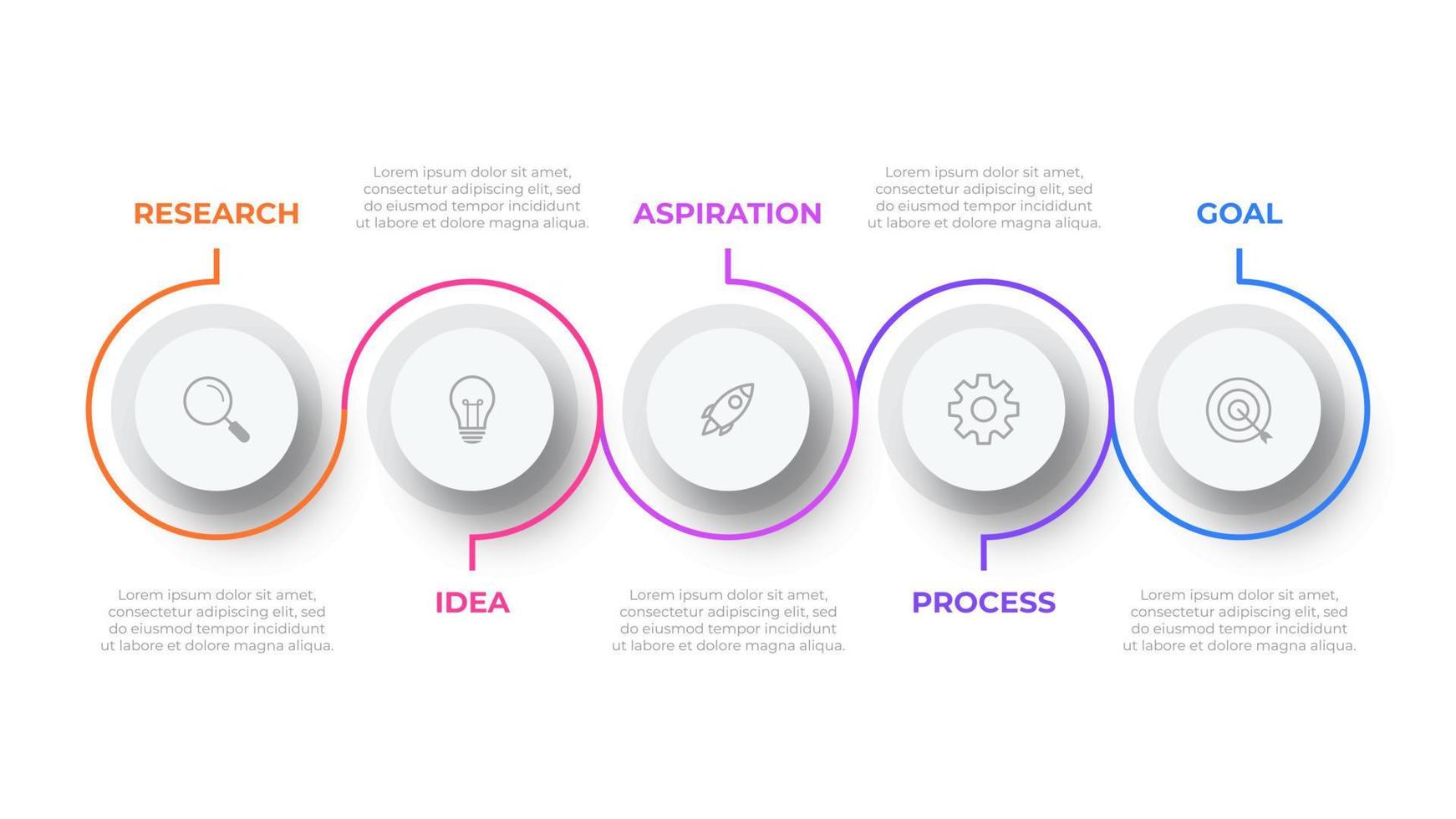 Proceso de línea delgada de infografía empresarial con diseño de plantilla cuadrada con iconos y 5 opciones o pasos. ilustración vectorial. vector