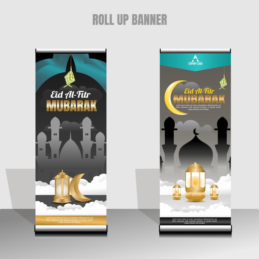roll up banner with Islamic theme vector