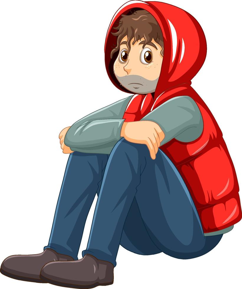 Homeless old man cartoon character vector
