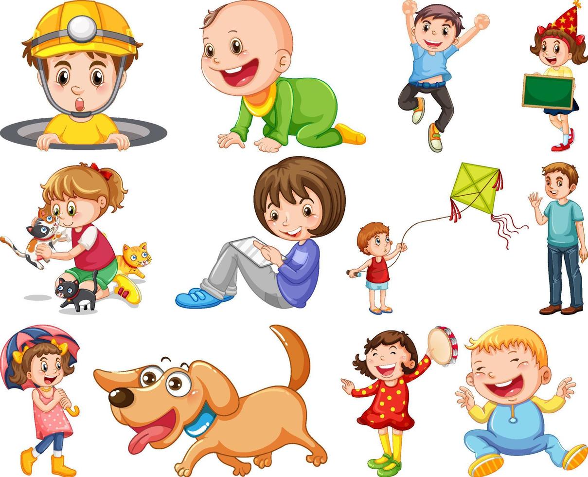 Happy children in different actions vector