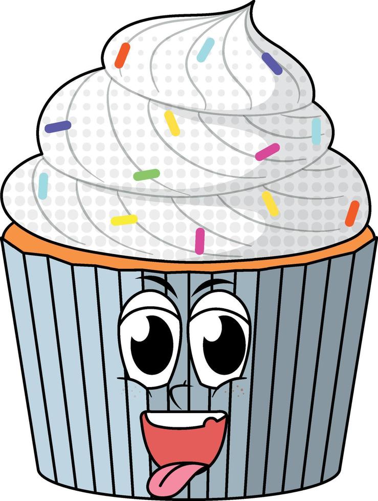 A cupcake cartoon character on white background vector