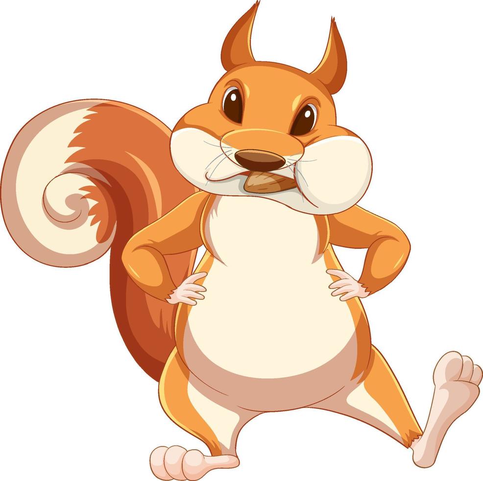 Cute cartoon squirrel standing on white background vector