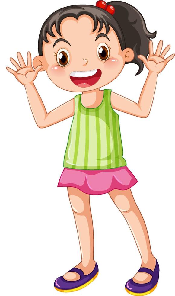 Cute happy girl cartoon character vector