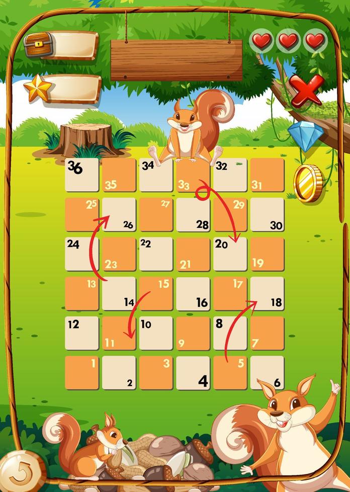 Game design with squirrels in garden background vector