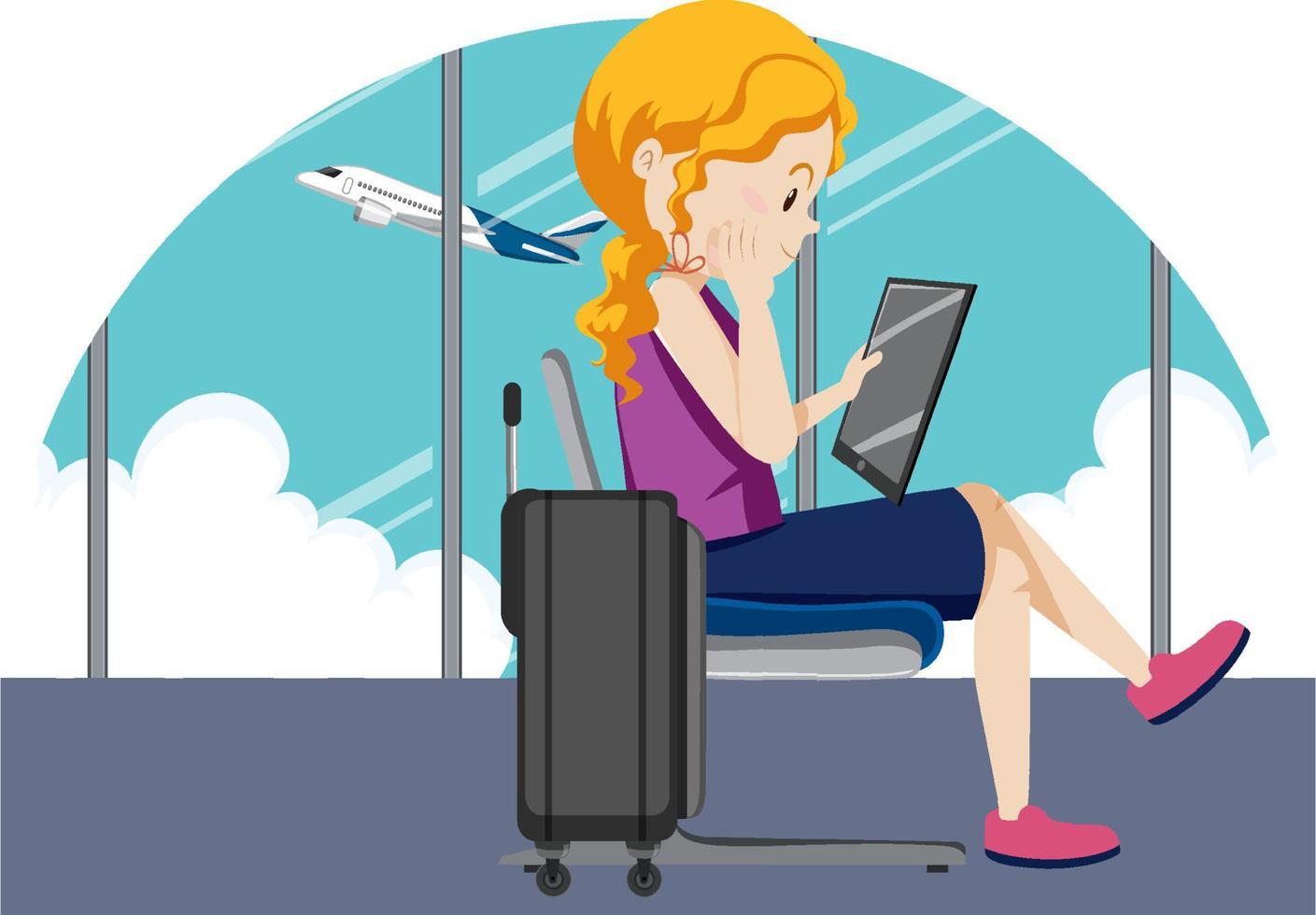 Simple character of tourist woman vector