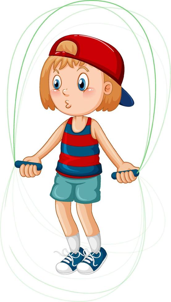 Cartoon girl jumping rope vector