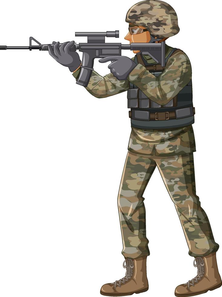 soldado en personaje de dibujos animados uniforme vector