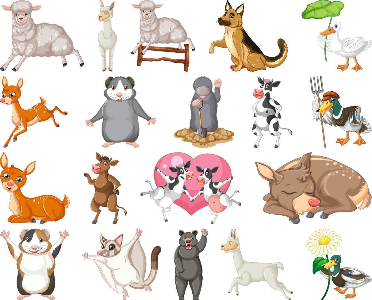 conjunto de diferentes niños de animales vector