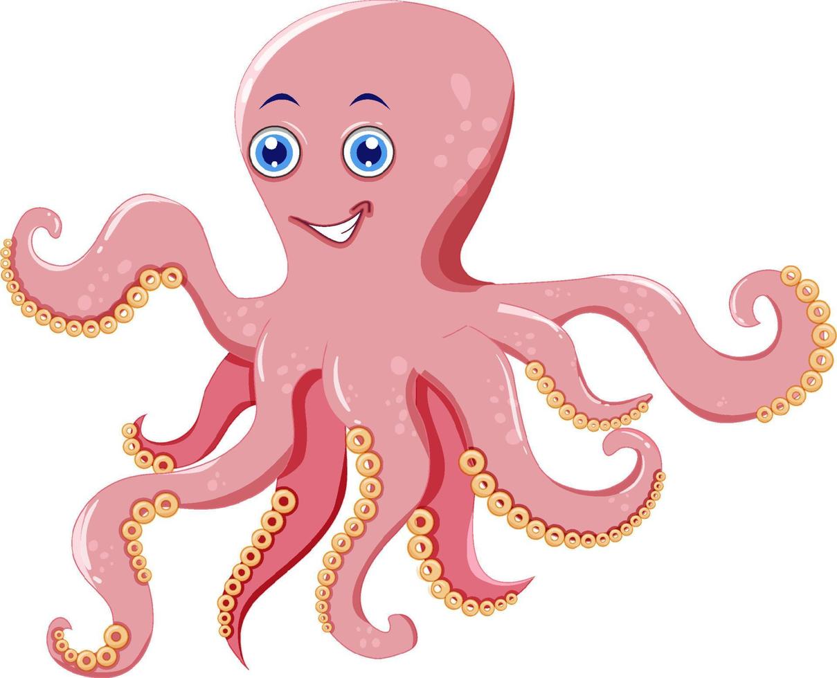 pulpo rosa en diseño de dibujos animados vector