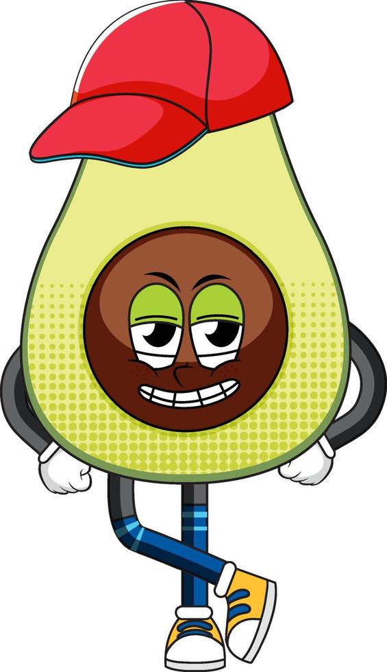 An avocado cartoon character on white background vector