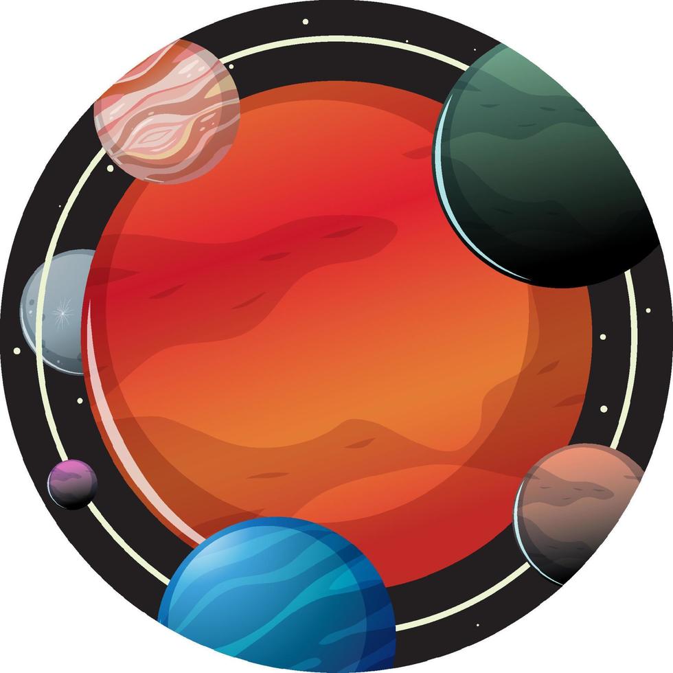 Mars in the space badge on white background vector