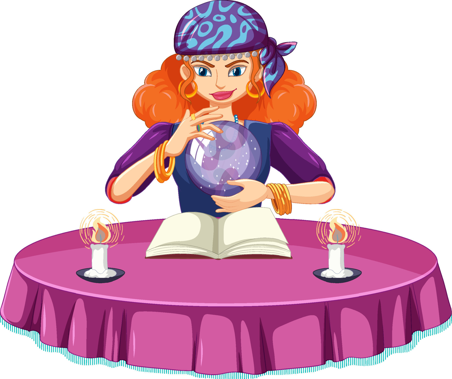 Fortune teller with crystal ball 7498310 Vector Art at Vecteezy