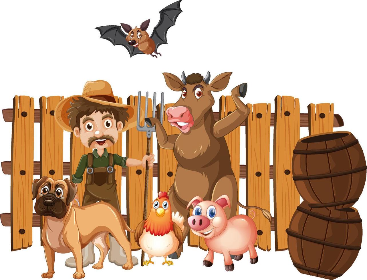 Farmer and many animals vector