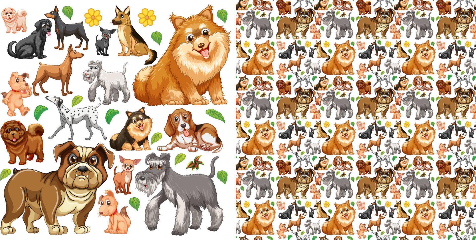 Cute animals cartoon seamless background vector