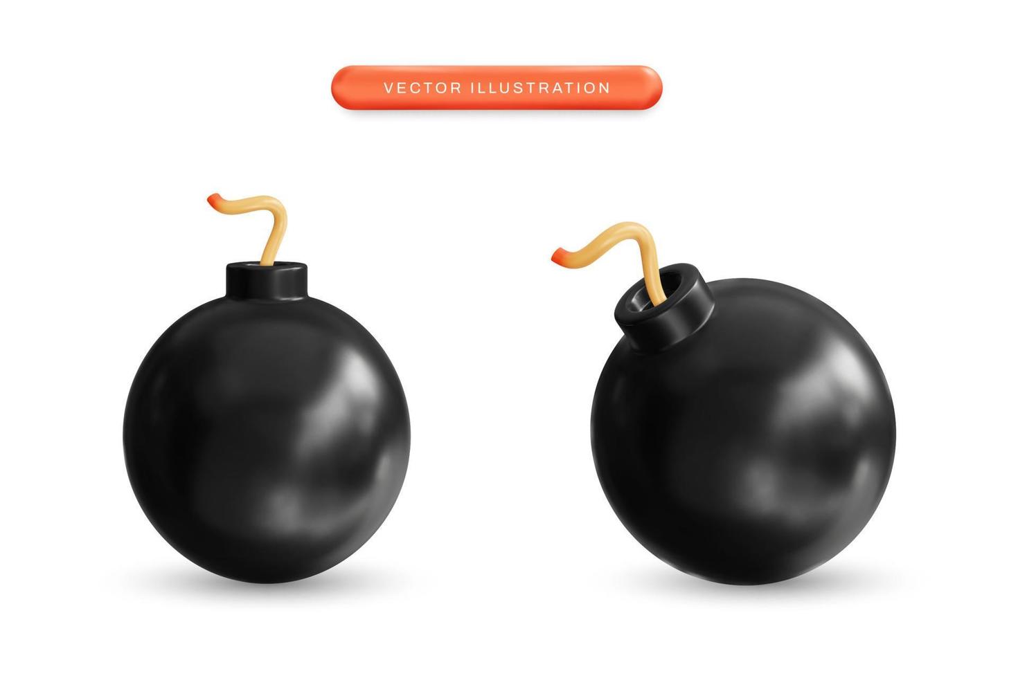 Realistic 3d round bomb vector illustration