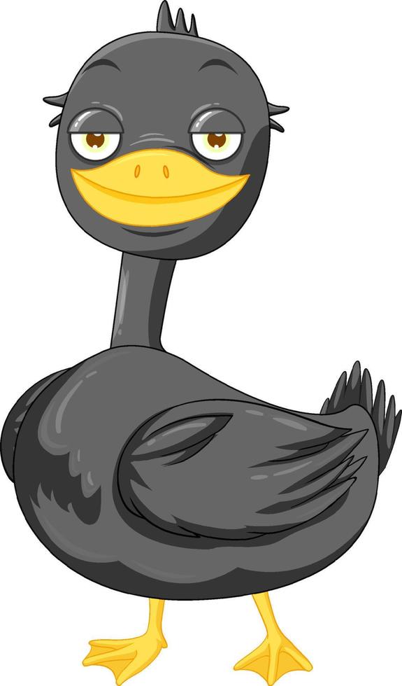 Cute black duck cartoon character vector