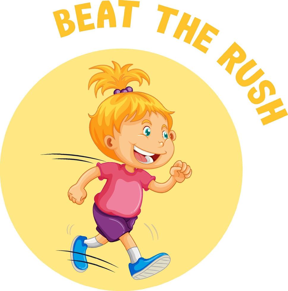 English idiom with picture description for beat the rush vector