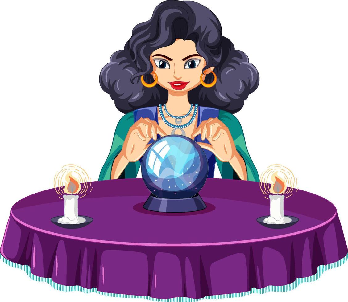 Fortune teller with crystal ball vector