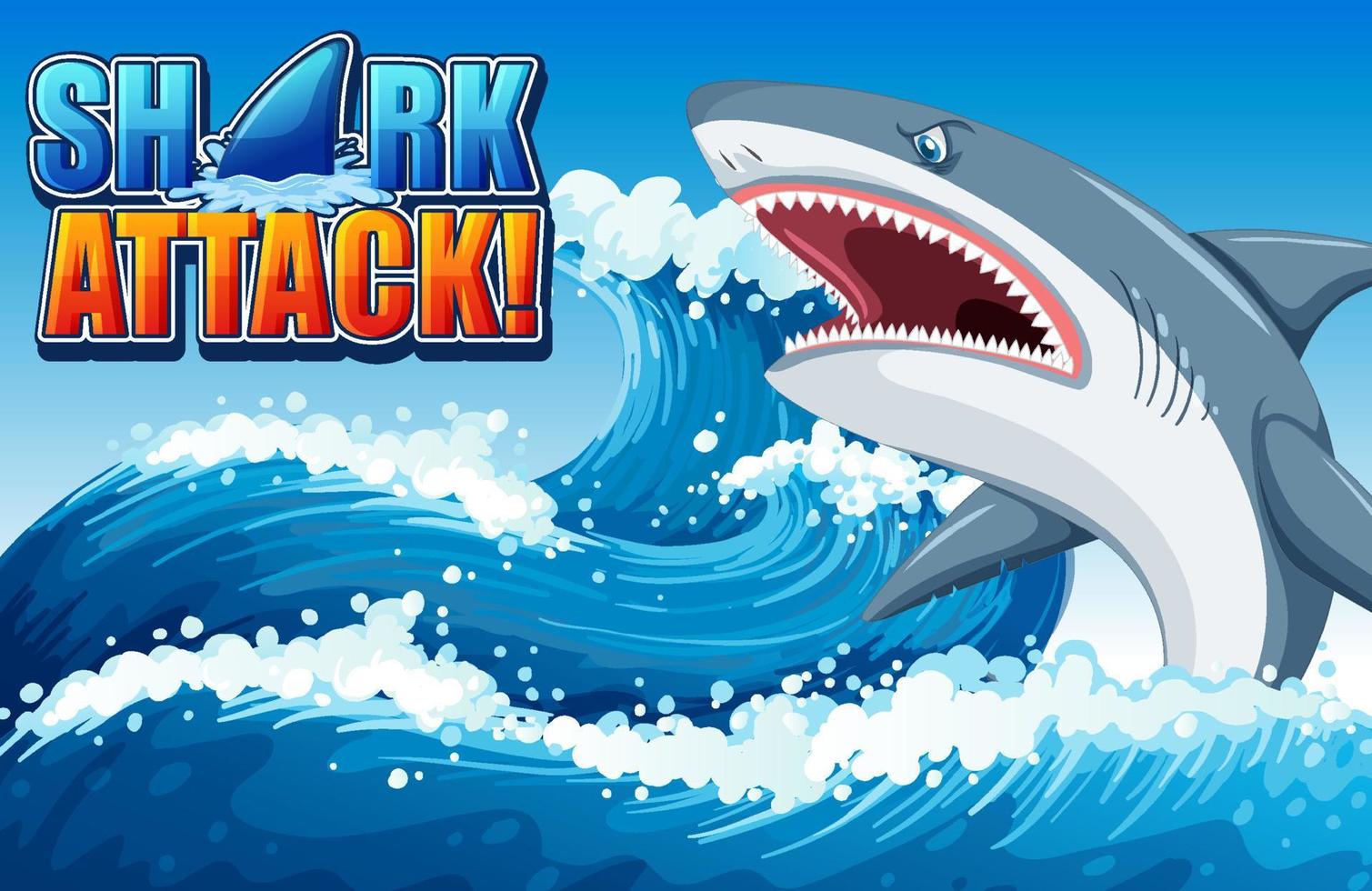 Shark attack banner concept with aggressive shark vector