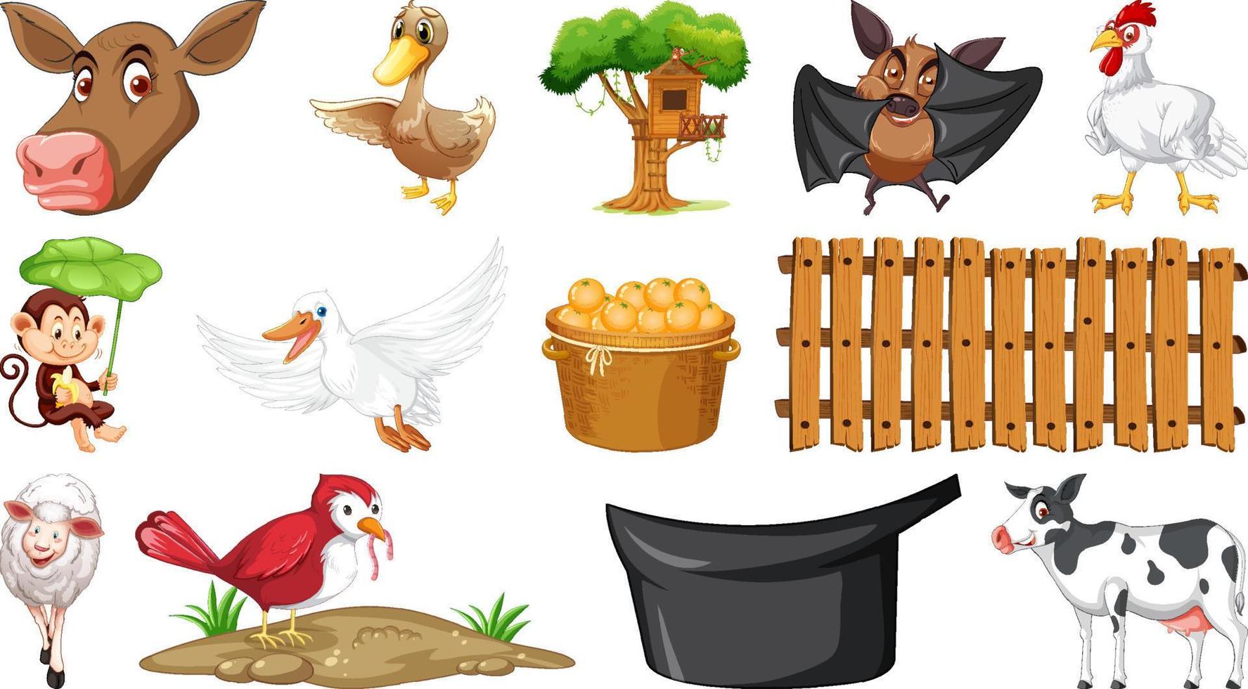 Farm animals on white background vector