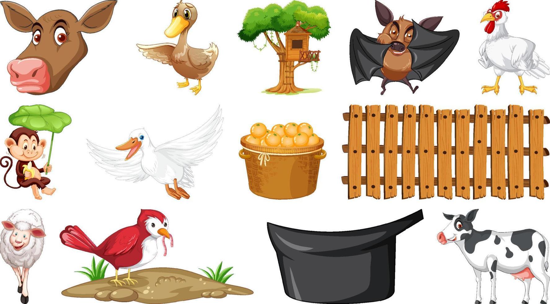 animales de granja sobre fondo blanco vector