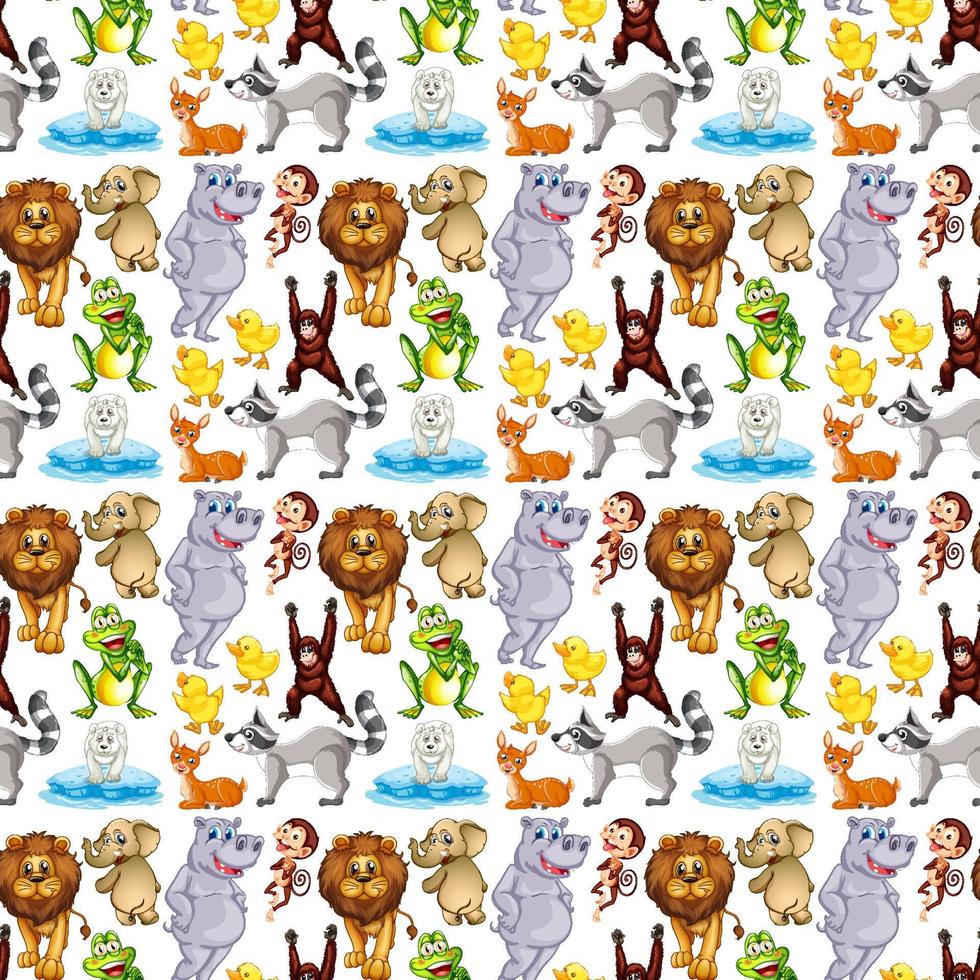 Cute animals cartoon set on white background vector