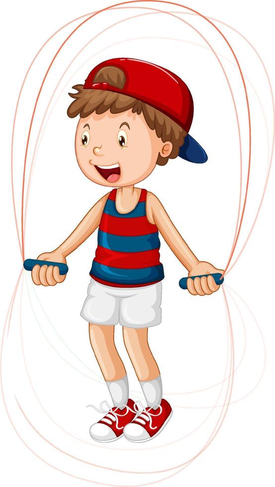 Cartoon boy jumping rope vector