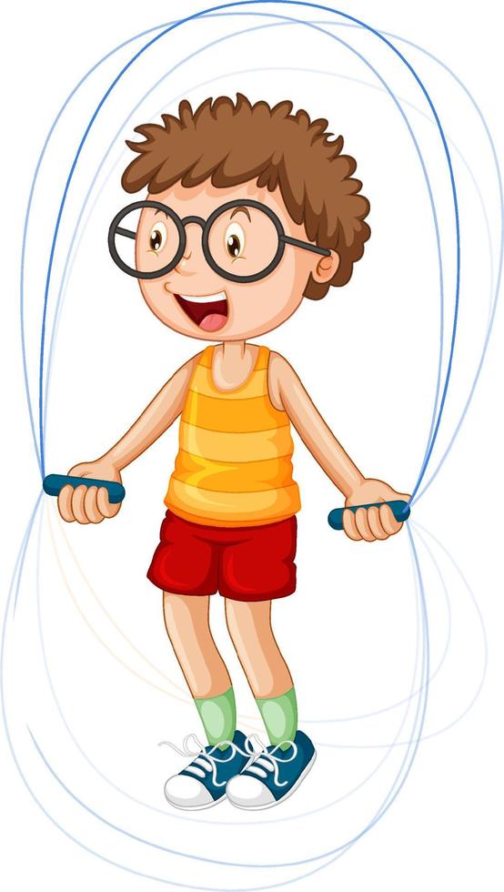 Cartoon boy jumping rope vector