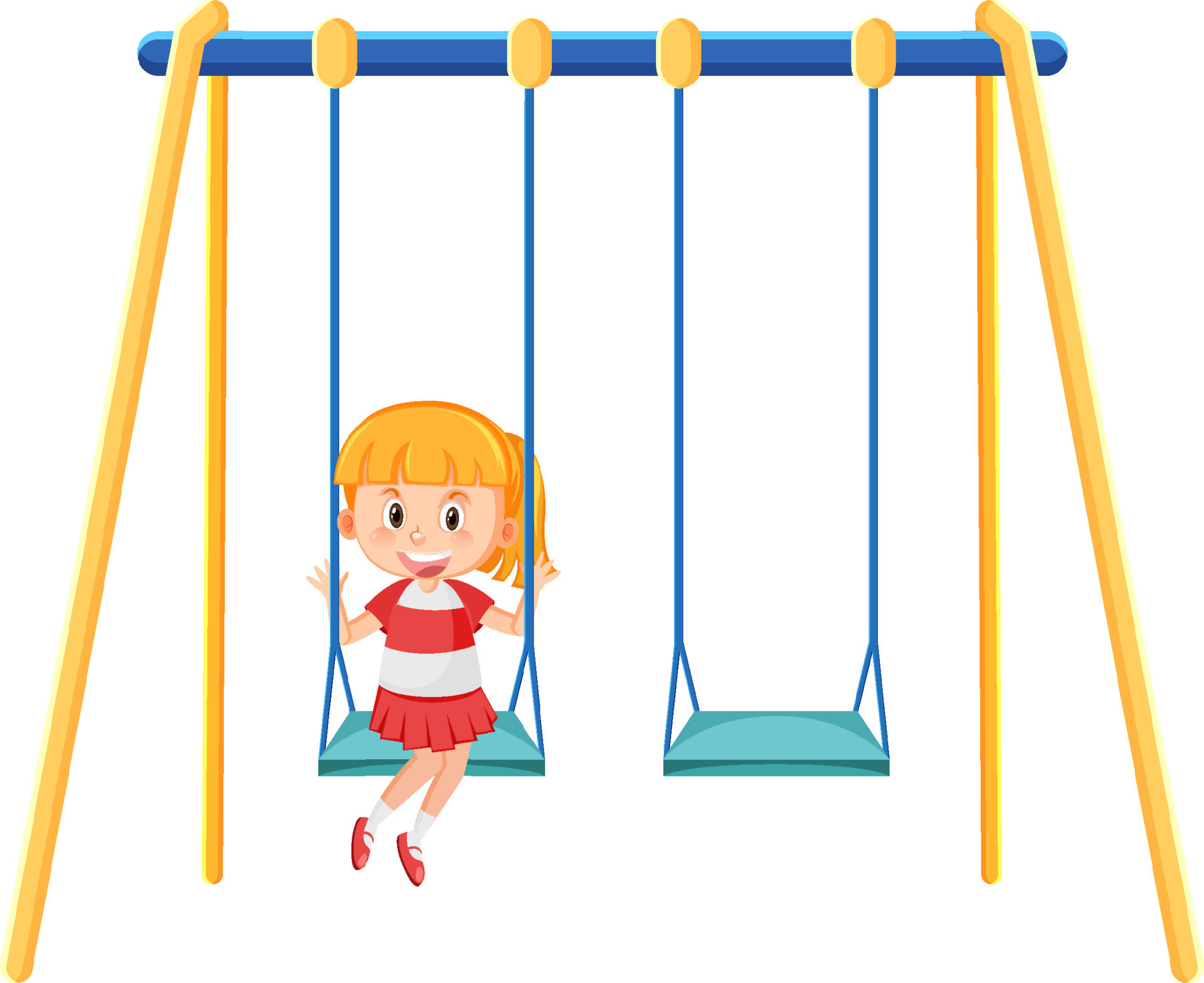 Kid on swing set playground on white background 7498508 Vector Art at Vecteezy