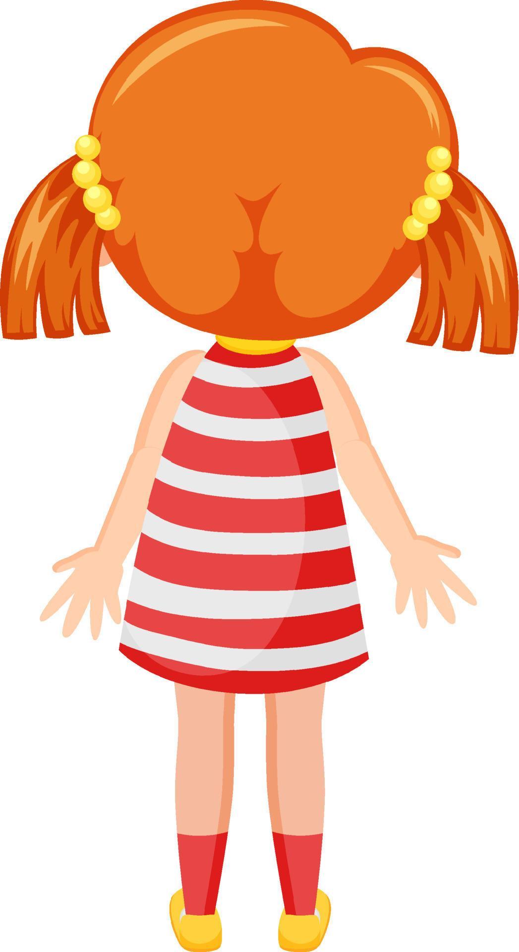 Back of a little girl cartoon character 7498537 Vector Art at Vecteezy