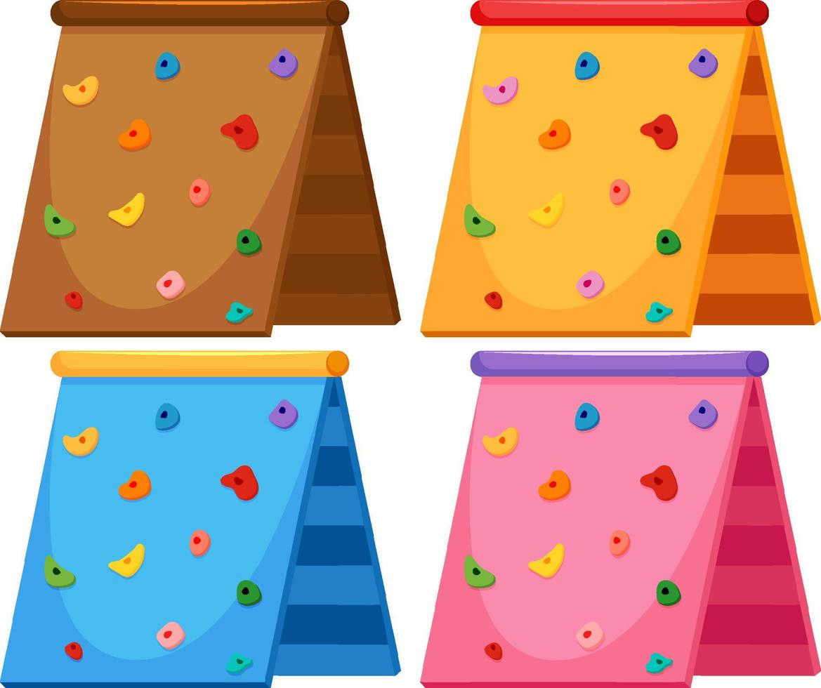 Children climbing wall on white background vector