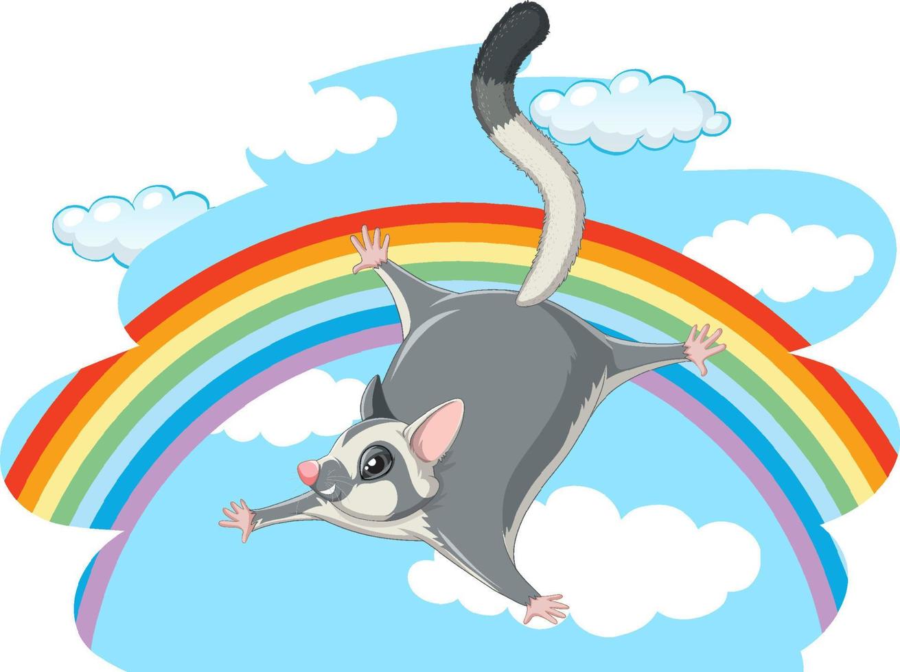 Sugar glider flying in blue sky vector