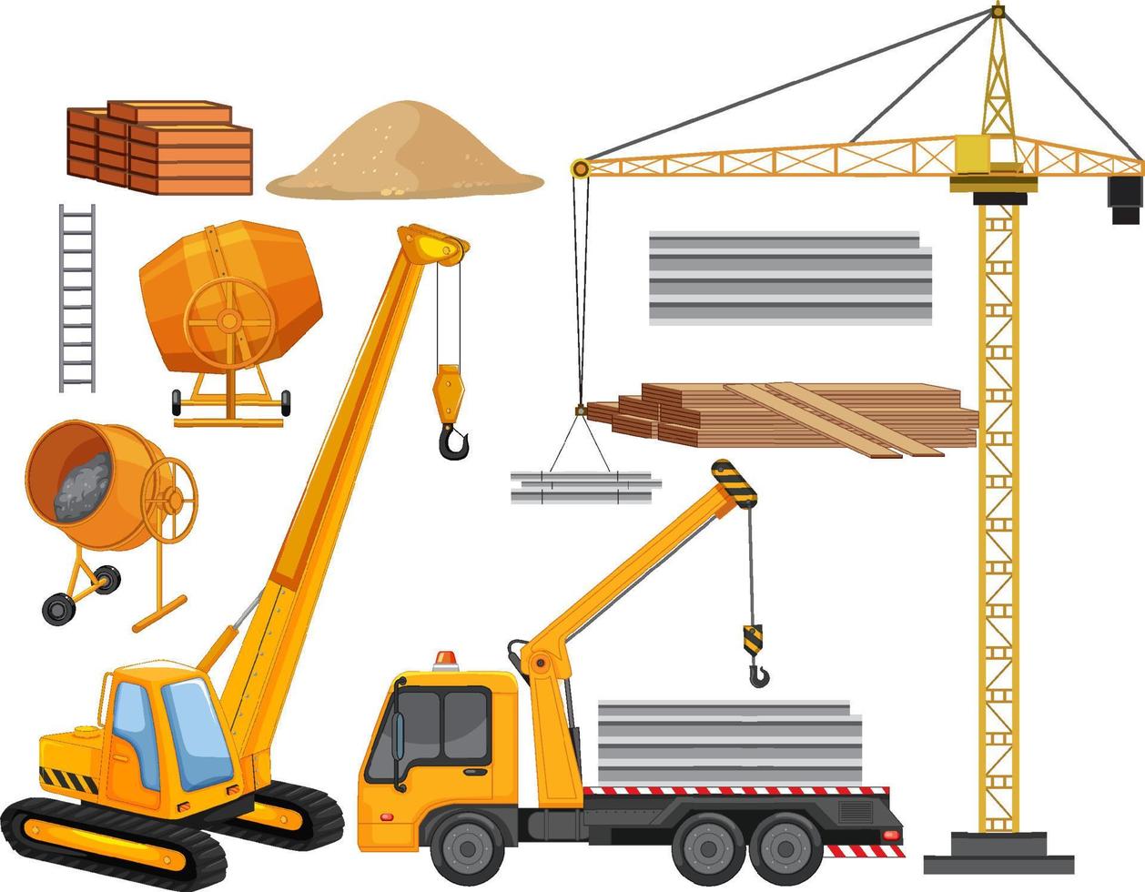 Set of construction site objects vector