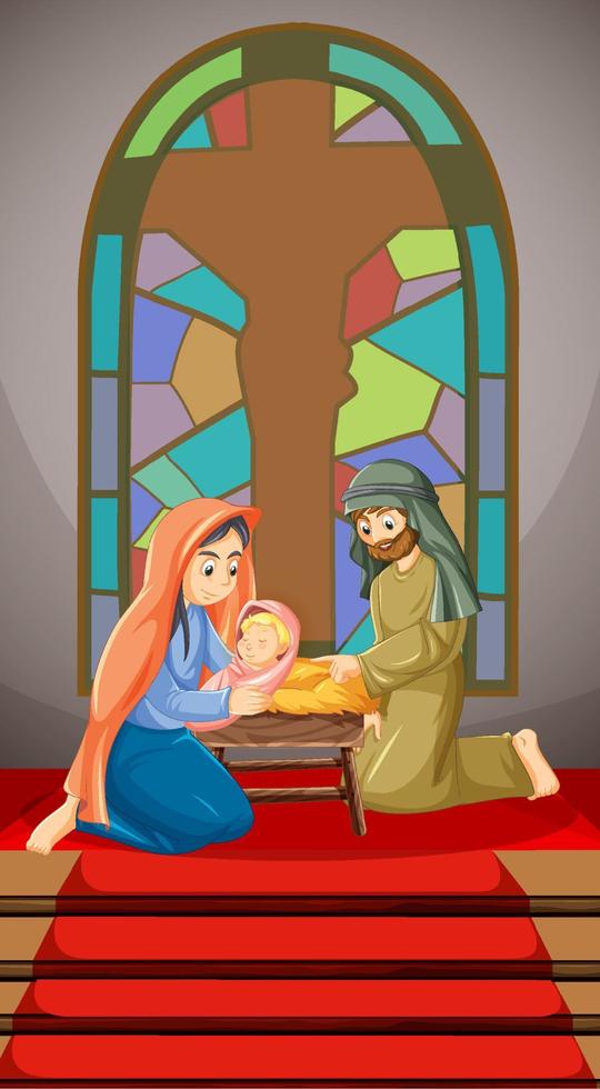 escena de la natividad de dibujos animados de jesucristo vector