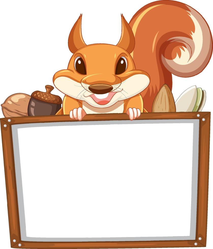Cute squirrel holding whiteboard vector