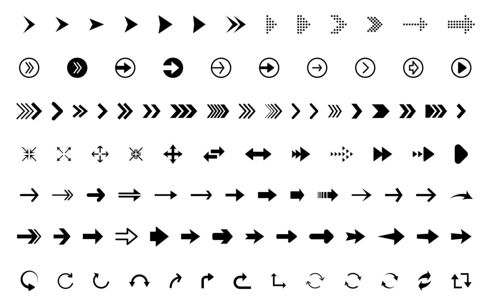 Set of Black Arrows Icons Free Vector Collection