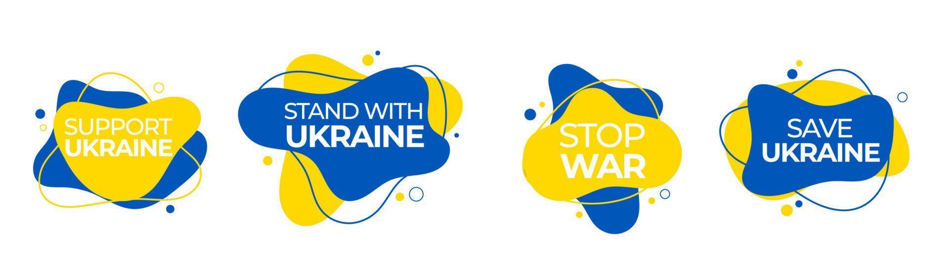 Support Ukraine liquid blobs Stand with and Save Fluid Vector