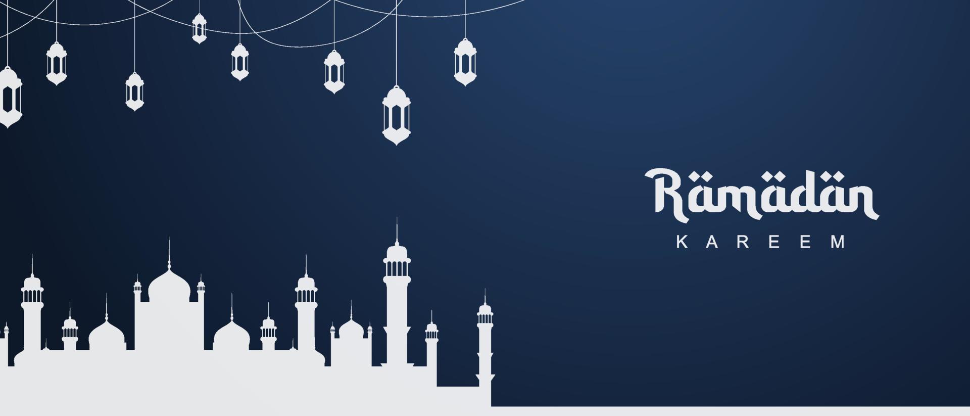 estandarte religioso de ramadán con mezquita y farolillos. ramadan kareem elegante fondo islámico. fondo islámico. ilustración vectorial vector