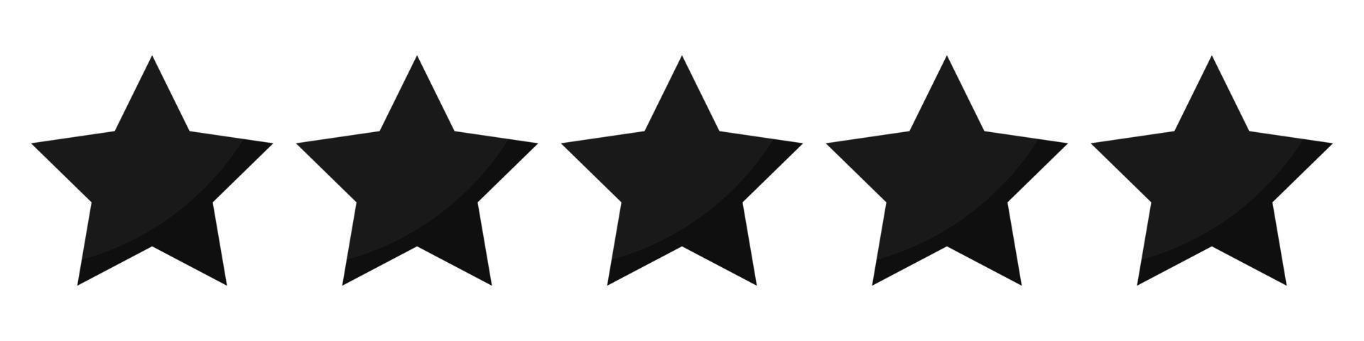 Five stars quality rating icons. 5 stars icon. Five star sign. Rating symbol. Vector illustration