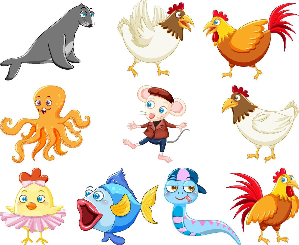 Wild animals with happy smile vector