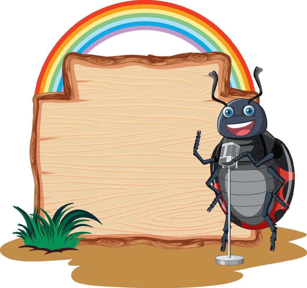 Sign board with beetle on white background vector