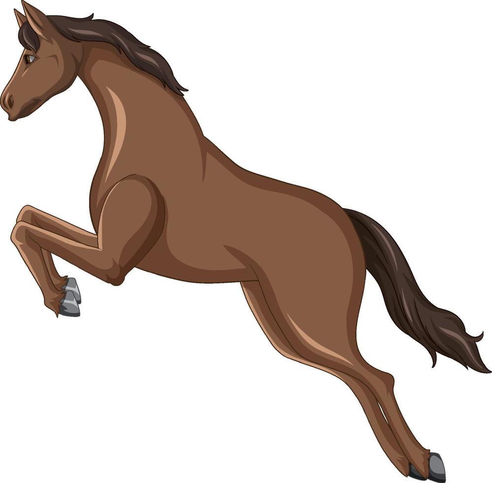 Brown horse jumping cartoon vector