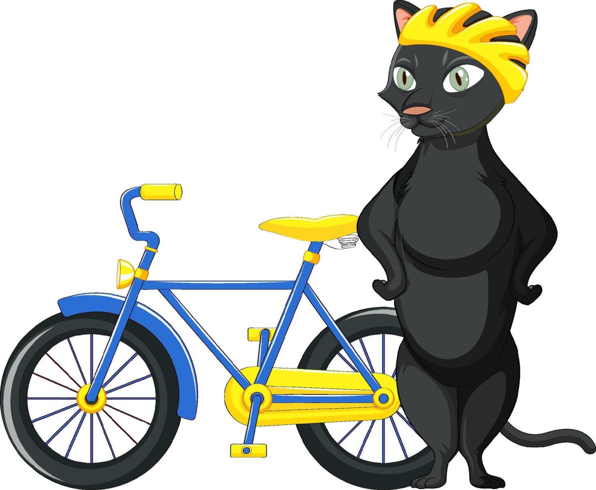 Cyclist cat standing on two legs vector
