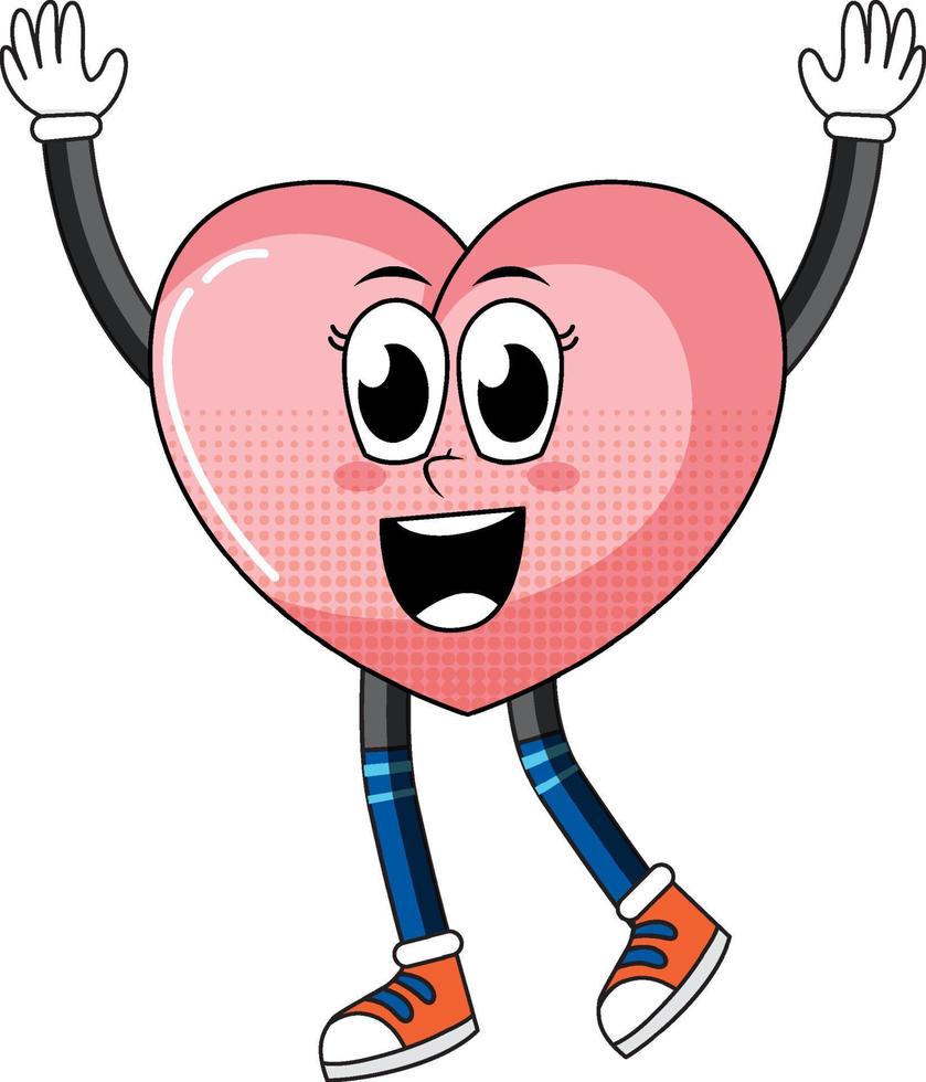 Heart cartoon character on white background vector