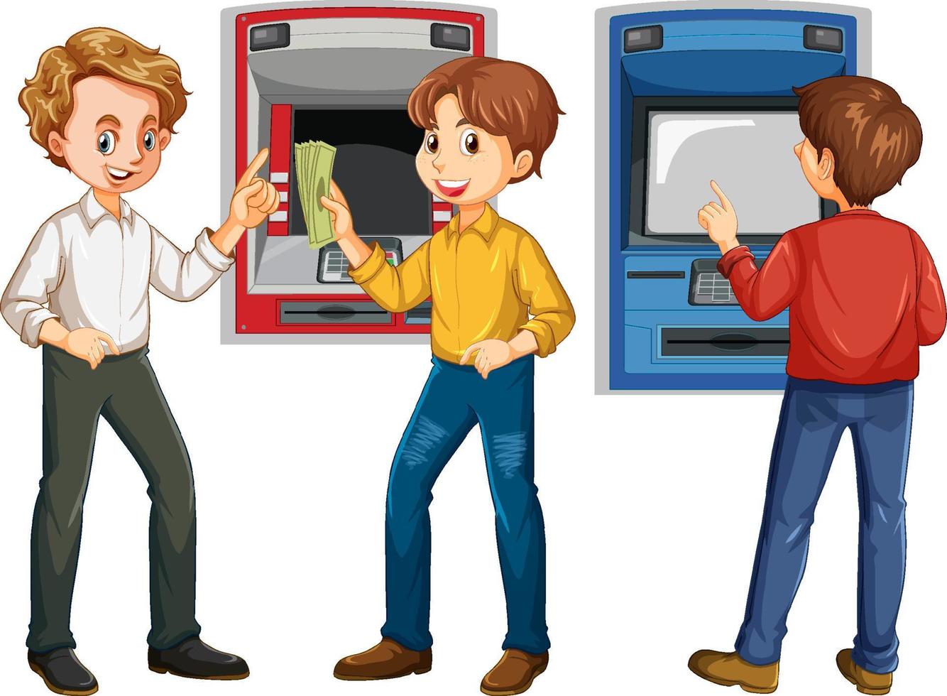 ATM machine with people cartoon character vector