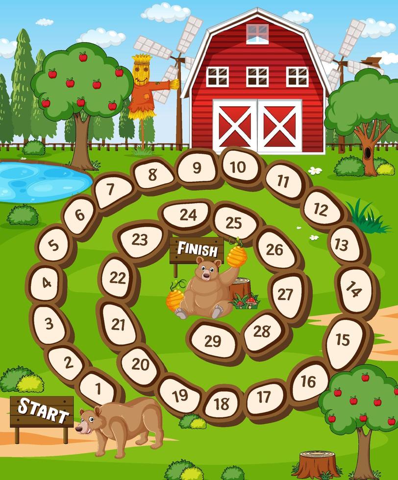 A farm boardgame template vector