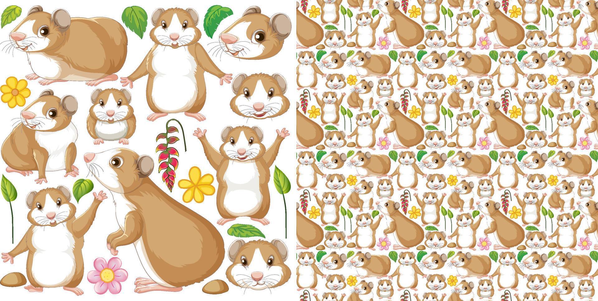 Seamless pattern with cartoon wild animals vector