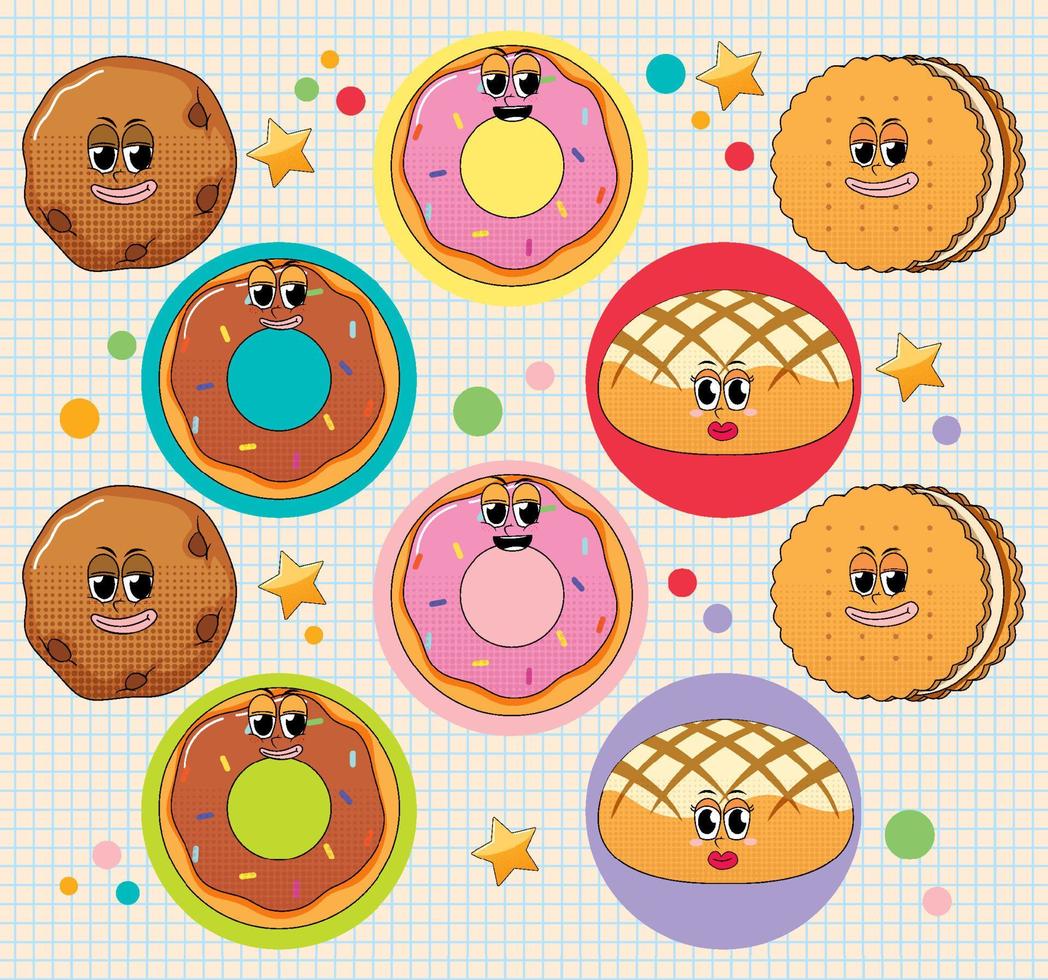 fondo transparente con donas y galletas vector