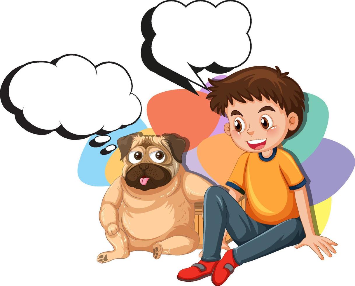 A boy and dog with callouts vector