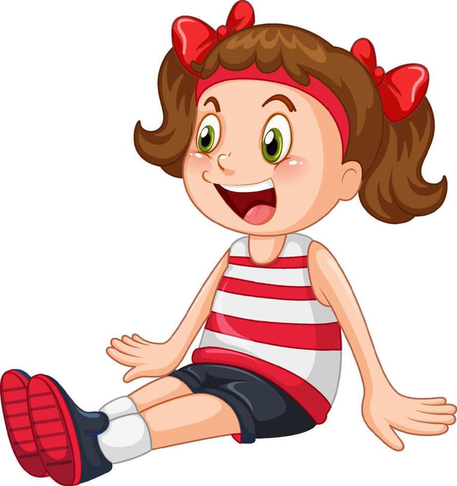 Little girl with red ribbons vector